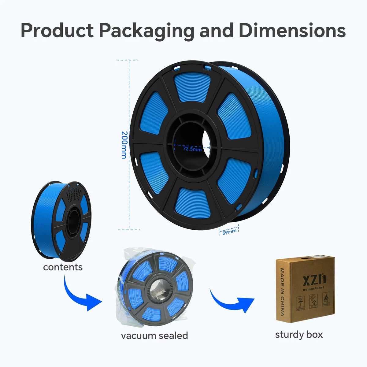 XZN ASA Filament 1.75mm Blue 1kg for Outdoor Functional 1.75mm,