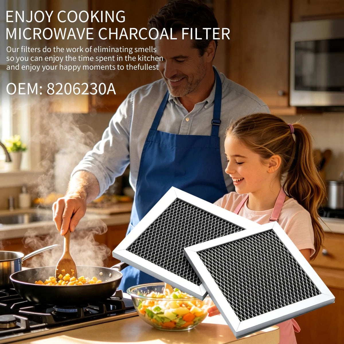2-Pack 8206230A 6-12 Months Lifespan Microwave Charcoal Filter for KitchenAid