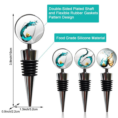 Lockban Wine Bottle Stoppers, Set of 3 Stainless Steel L, Green Glass