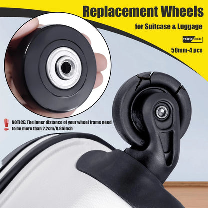 Luggage Suitcase Replacement Wheels 50mm Diameter 1 7/8 50 x 18 mm, Black