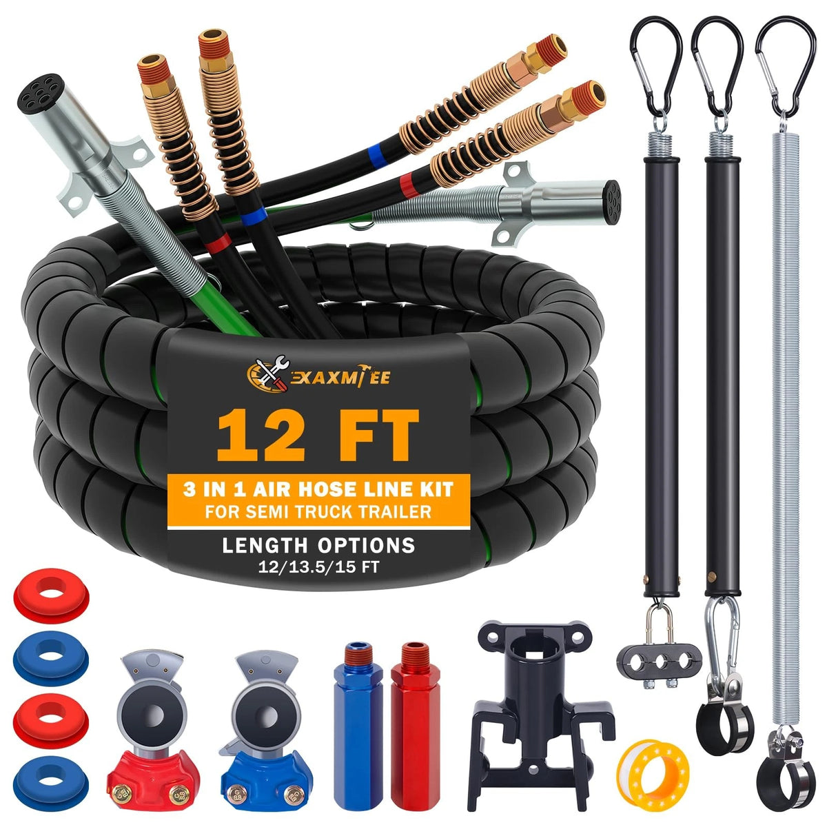XaXmTee 12 FT Semi Truck Air Lines Kit with 3 Pcs Tender 12FT KIT, KIT