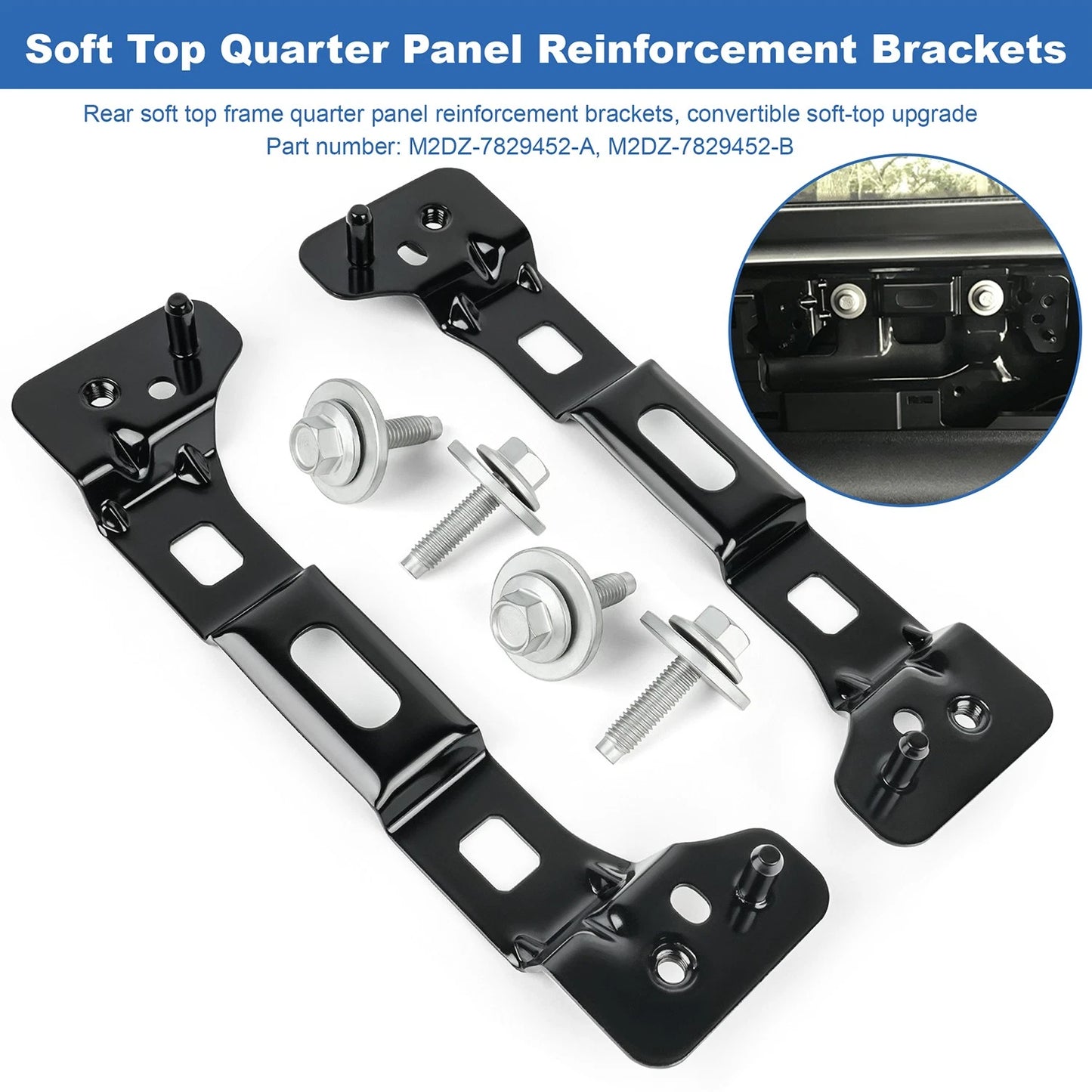 2Pcs Rear Soft Top Quarter Panel Reinforcement Bracket For Bronco 2021-2025