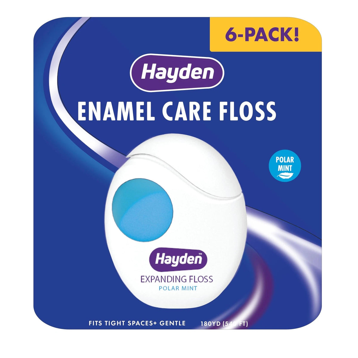 Hayden Enamel Care Dental Floss | for Sensitive Mouths | 90 Foot (Pack of 6)