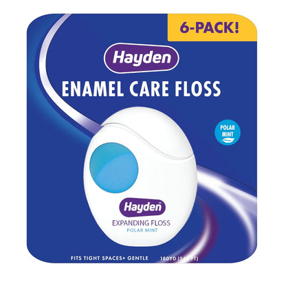 Hayden Enamel Care Dental Floss | for Sensitive Mouths | 90 Foot (Pack of 6)