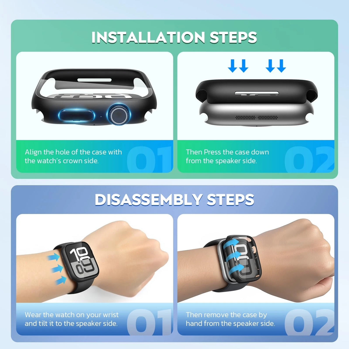 Misxi [2 Pack] Waterproof Hard 46mm(2-Pack) for Series 11/10, Matte Black