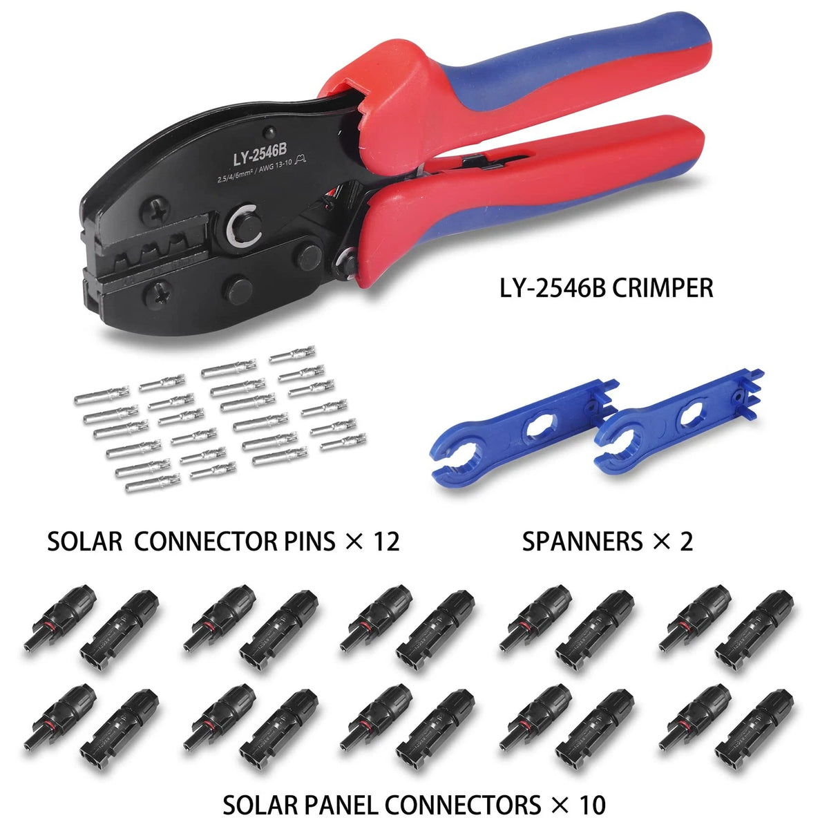 MUYI 47pcs Solar Panel Replacement Tools Kits, 10 Pair Connectors black