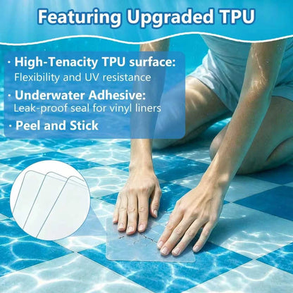 20pcs Self-Adhesive Underwater Vinyl Pool Patch Kit - 4in x Clear