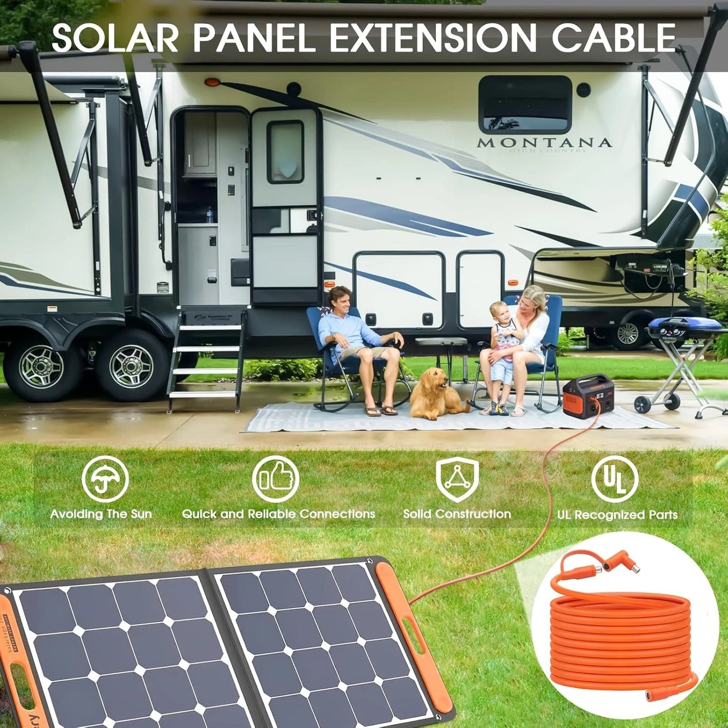 Solar Panel Extension Cable Compatible with Jackery 35FT, Orange