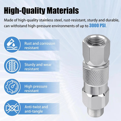 244515 1/4" Straight Hose Swivel, 360° Swivel Joint, 3000 PSI for silvery
