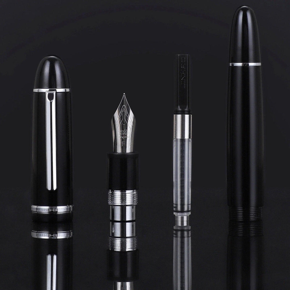 Jinhao X159 Fountain Pen Gift Black With Silver Clip Fine Nib Acrylic Screw Cap