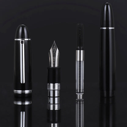 Jinhao X159 Fountain Pen Gift Black With Silver Clip Fine Nib Acrylic Screw Cap