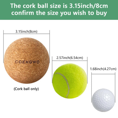COENGWO Cork Massage Ball, Myofascial Release Yoga 3 Inch(No Bag)