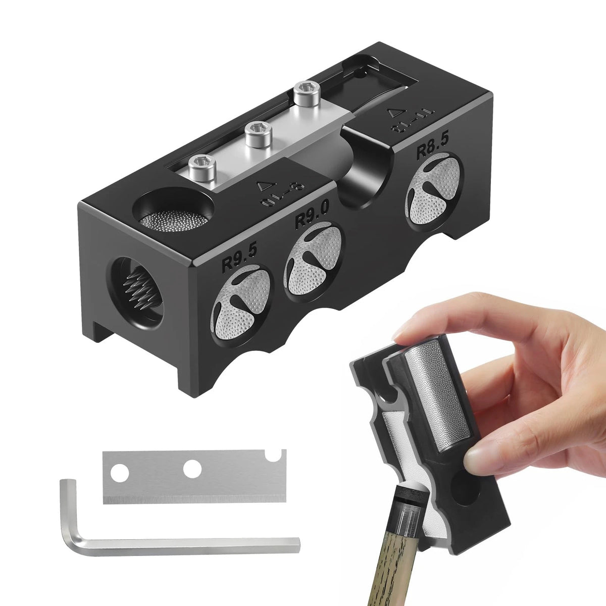 Vastarsky 11-in-1 Pool Cue Tip Shaper, Upgraded Billiards black