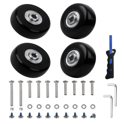 FSATNDE Luggage Suitcase Replacement Wheels Set of 4 PU Bearing 45mm, Black