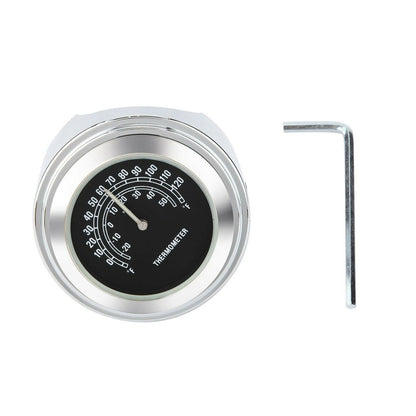 Waterproof Motorcycle Mobike Front Chrome Handlebar Mount Thermometer Luminous