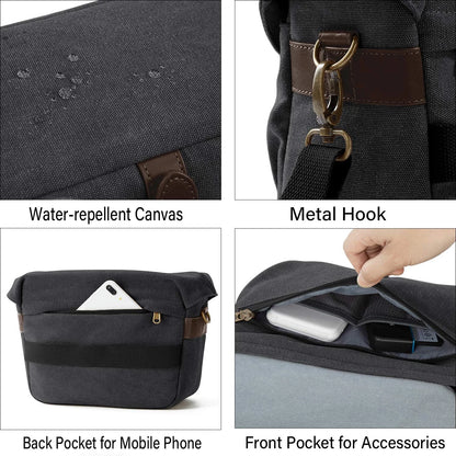 BAGSMART Camera Bag, SLR DSLR Canvas Crossbody Case, Medium, 01-Black