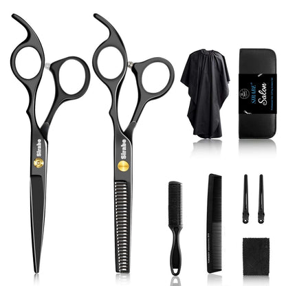 Sirabe 10 PCS Hair Cutting Scissors Set, Professional 10 Piece Black