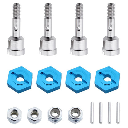 Hobbypark 7mm to 12mm Aluminum Wheel Hex Hub Convert Adapter & Axle Blue