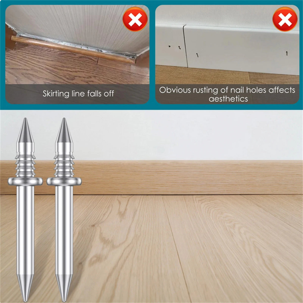 100Pcs  Double-Head Seamless Installation Metal Nail For Skirting Thread