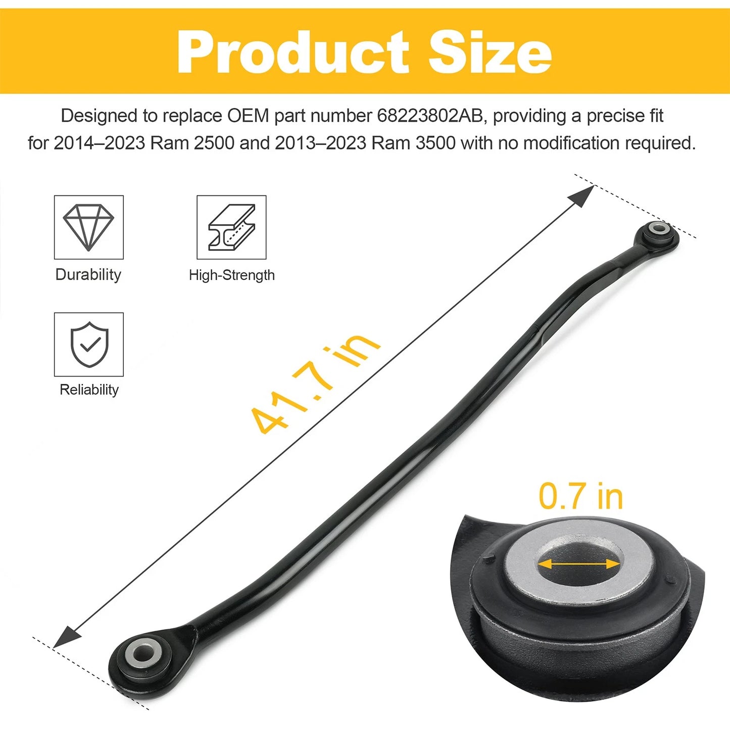 Steering Front Suspension Track Bar For 14–23 Ram 2500 13–23 Ram 3500 68223802AB