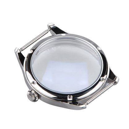Silver 44mm Stainless Steel Watch Case For ETA6497/6498 Movement Repair Part aa
