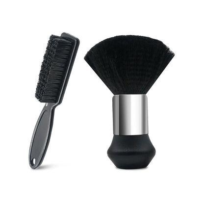 Barber Brush and Neck Duster Set - 2 Piece Professional Black