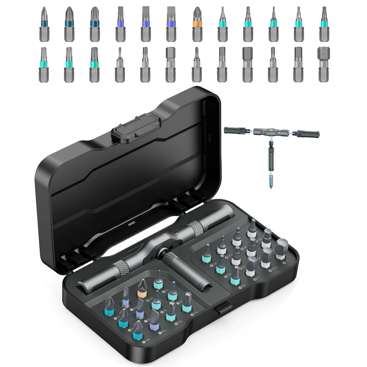 24 in 1 Magnetic Screwdriver Set, Ratchet Mini Precision Tool Kit Grey