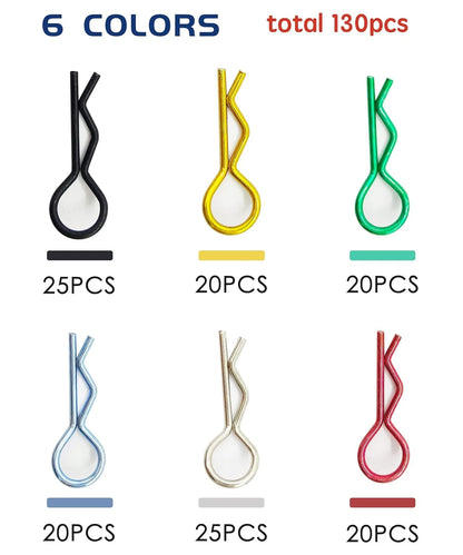 130pcs Universal RC Body Clips Car Steel R for All 1/10 1/12...