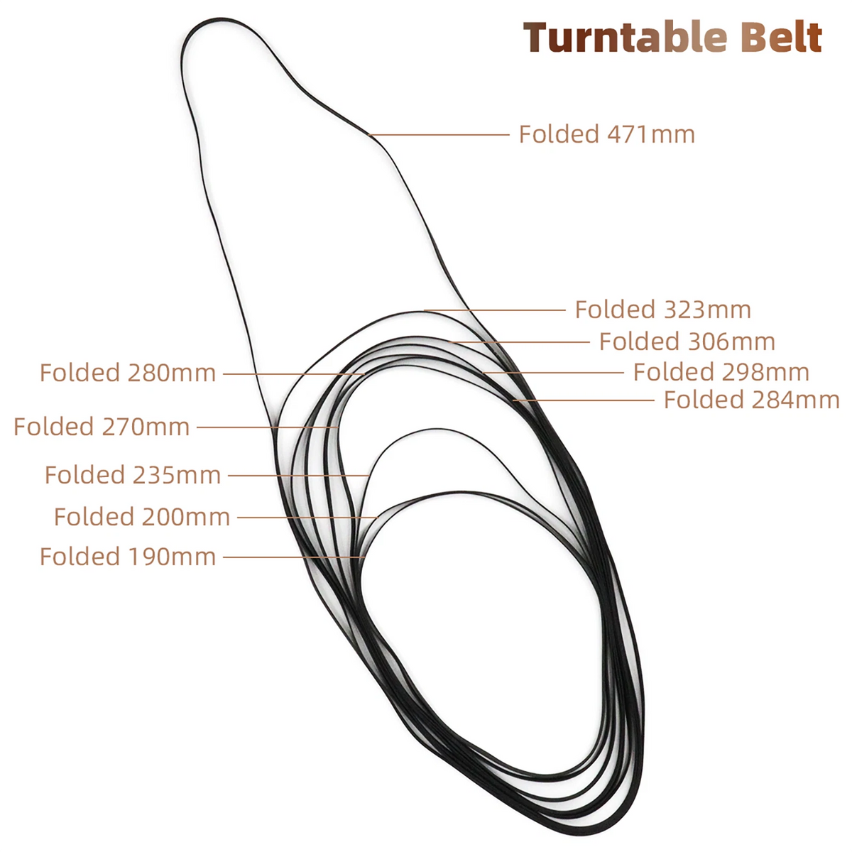 10pcs Turntable Belt Different Specifications Rubber Replace Accessories Black