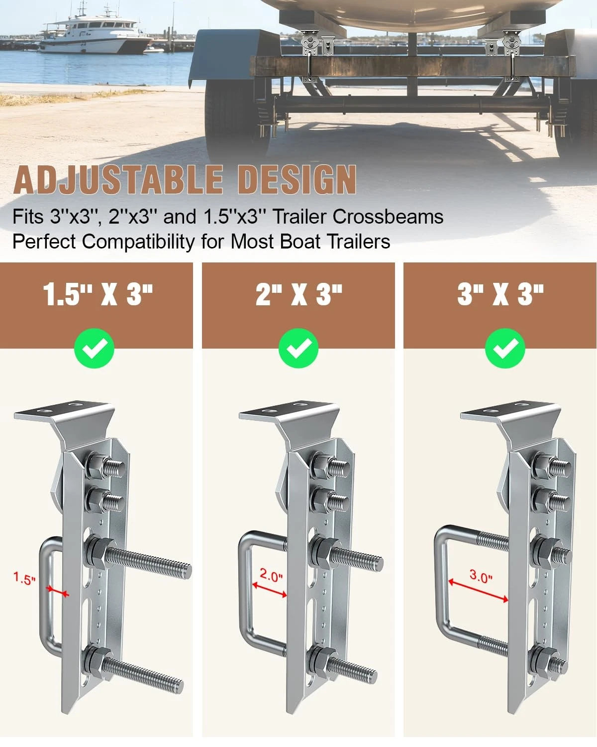 Toplamper Upgraded Boat Trailer Bunk Brackets Galvanized Bunks Bracket for...