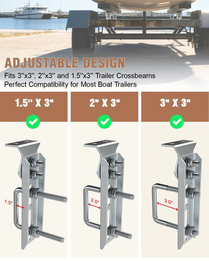 Toplamper Upgraded Boat Trailer Bunk Brackets Galvanized Bunks Bracket for...