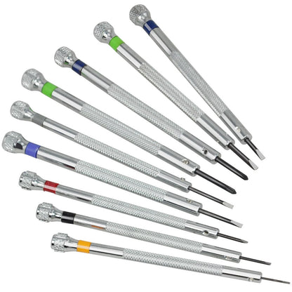 9Pack Metal Plastic Precision Screwdriver Watch Slotted Flat Blade Watchmaker