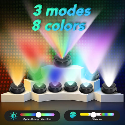 lnsyhouse Solar Light Replacement Top, 3 Mode & 8 Colors Changing Black