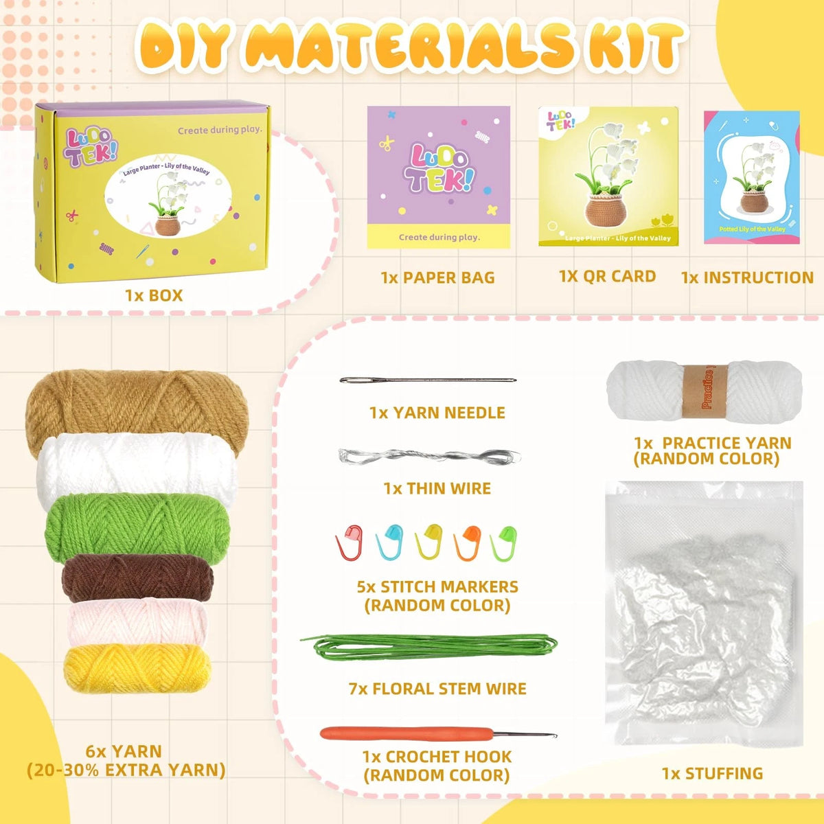 LUDOTEK Crochet Kit for Beginners,Bell Orchid Bell