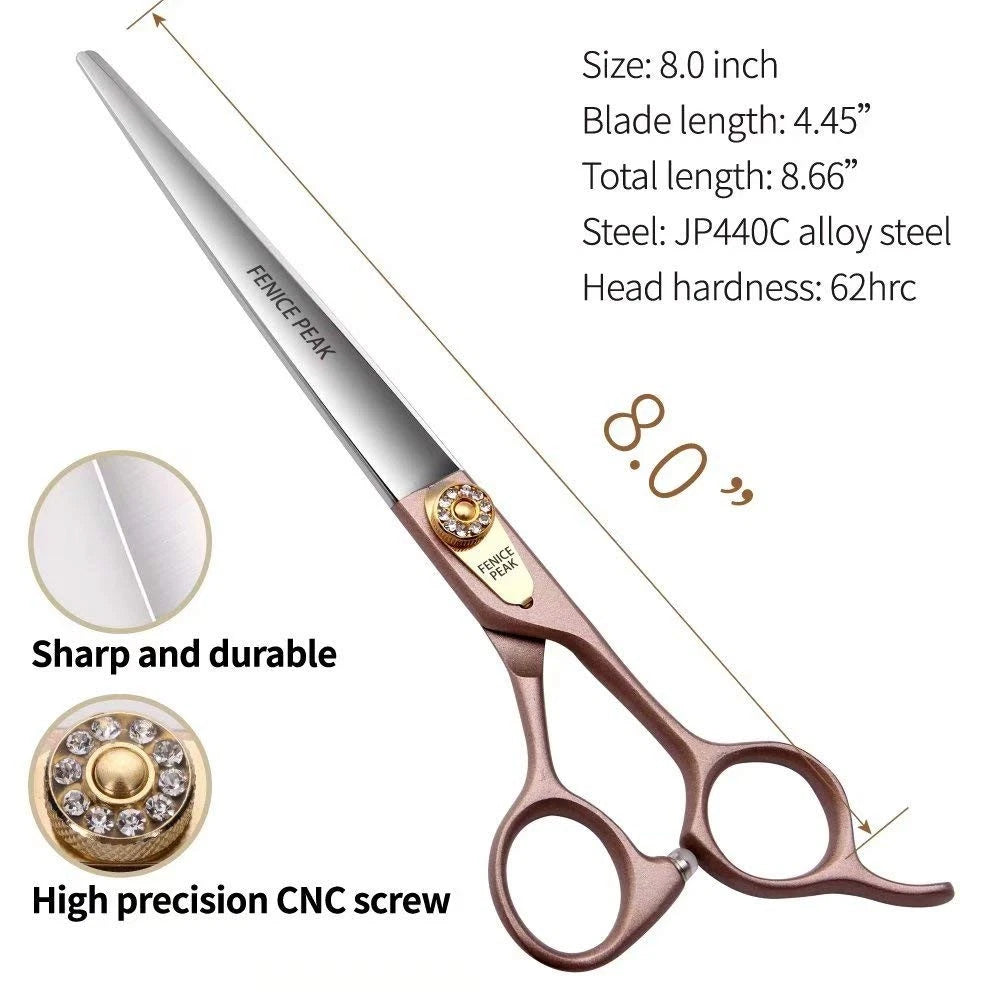 Fenice Peak 8'' Dog Straight Scissors for Grooming 440C 8",