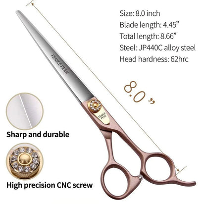 Fenice Peak 8'' Dog Straight Scissors for Grooming 440C 8",