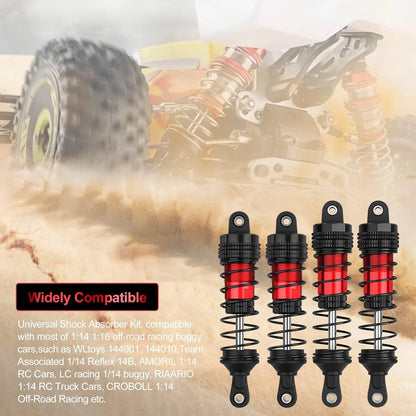 4PCS RC Oiled Shocks Absorber Set Fit for 1/12 1/14 1/16 Cars Black red