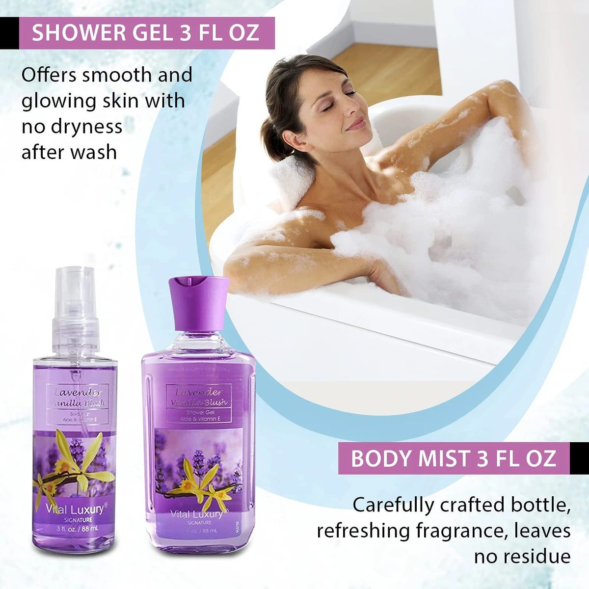 Vital Luxury Bath & Body Travel Kit - Lavender Vanilla Blush