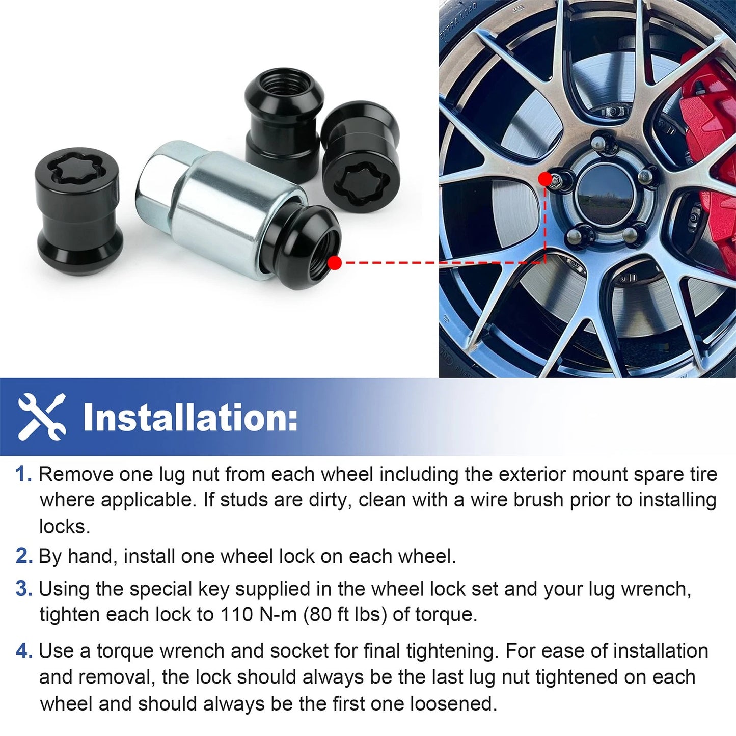 Wheel Lock Set For Honda CR-V 2017-2022 08W42-S2A-100 08W42-S2A-101