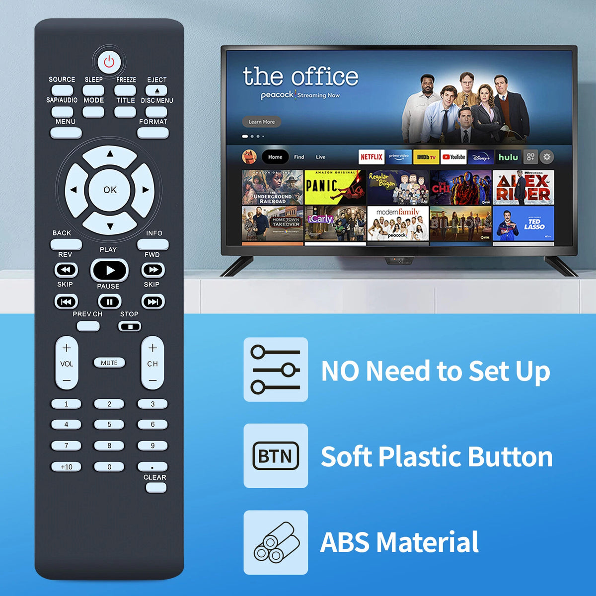 NF801UD Replace Remote For Magnavox TV/DVD 19MD301B/F7 19MD311B/F7 19MD350B/F7
