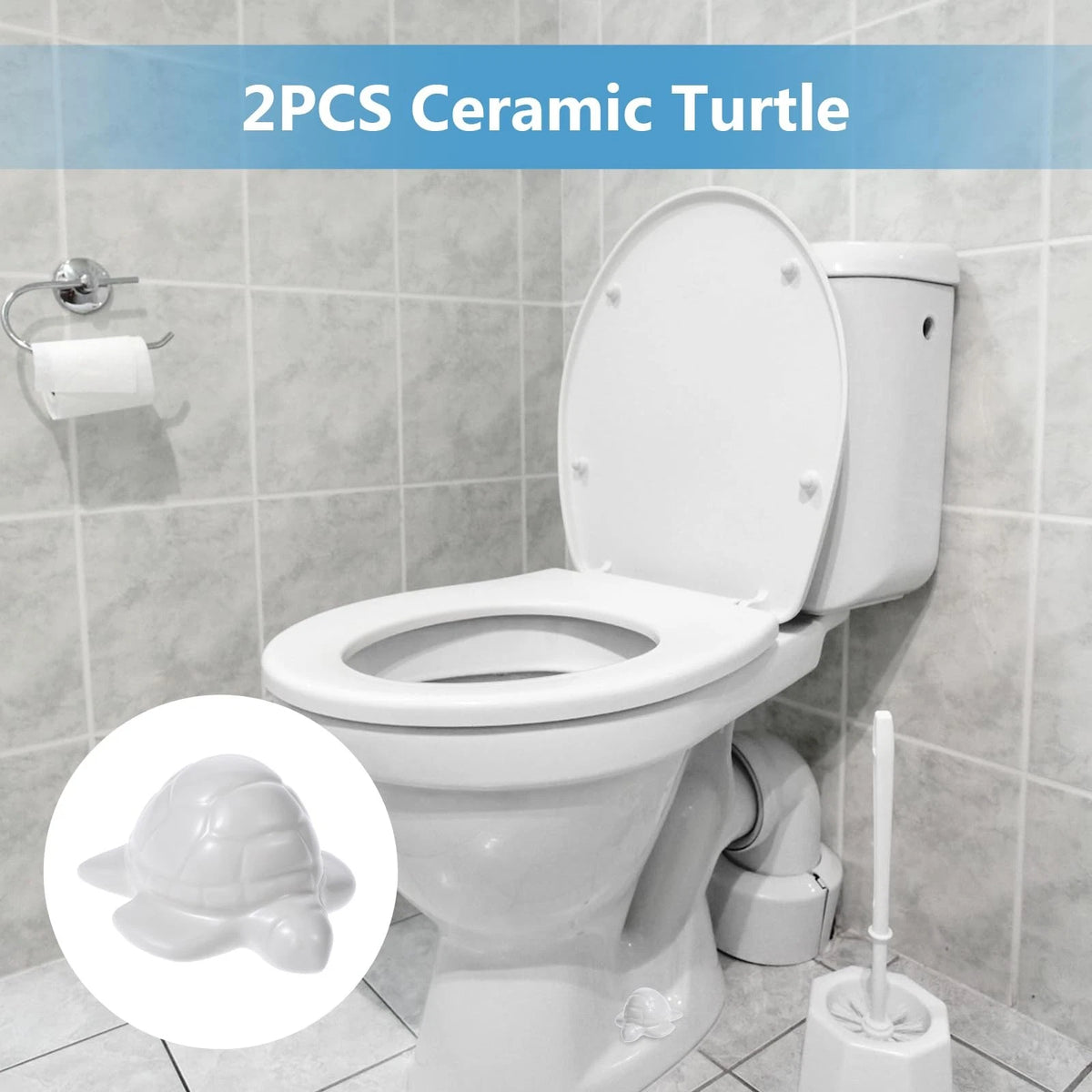 2pcs White Ceramic Toilet Bolt Covers Turtle Screw Cover Caps