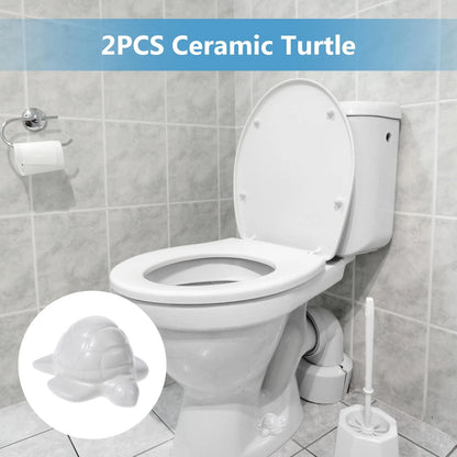 2pcs White Ceramic Toilet Bolt Covers Turtle Screw Cover Caps