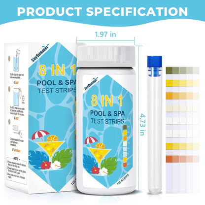 Salt-Water Pool Test Strips Kit: 125 Counts 8-in-1 for Salt Water 125