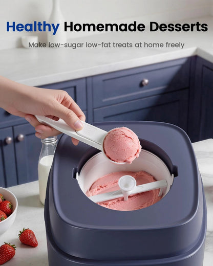 Oplace 4-in-1 Compressor Ice Cream Maker (1.0Qt), No 1.0Qt, Blue