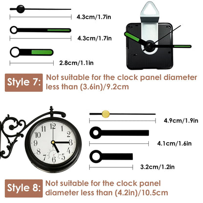3PCS Clock Mechanism Replacement Kit with 8 Pairs + 8 Pairs, Black