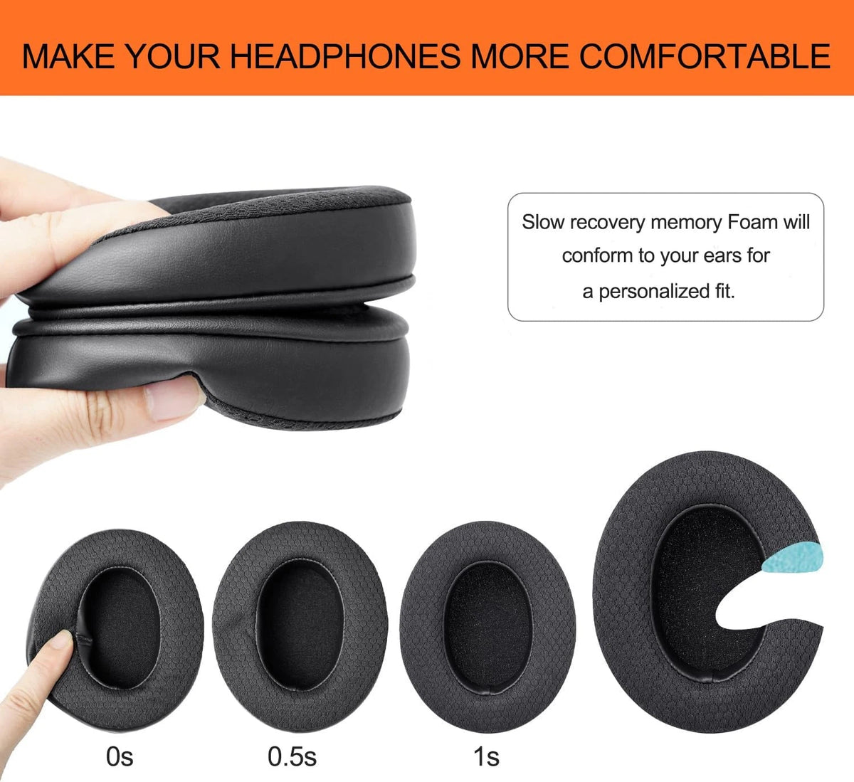GVOEARS Replacement Earpads for Audio Technica ATH M50X/M40X/M30, Black