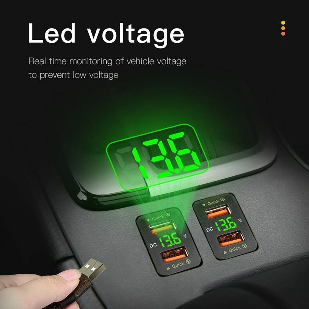 36W 2*USB Port QC3.0 Car Socket Fast Charger With Voltage Display For Toyota ee
