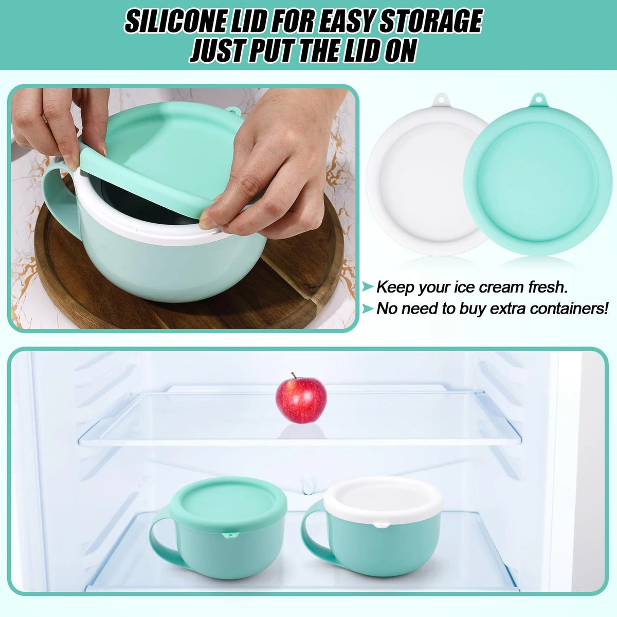 2pcs Silicone Lid for Dash My Mug as shown in the picture, Light Green, White