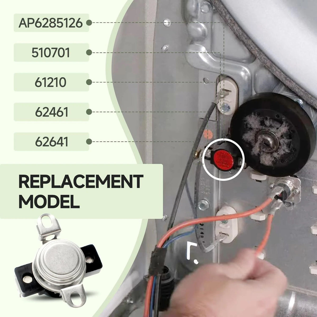 D510701 Dryer High Limit Thermostat, suitable for Speed Queen, Alliance,...
