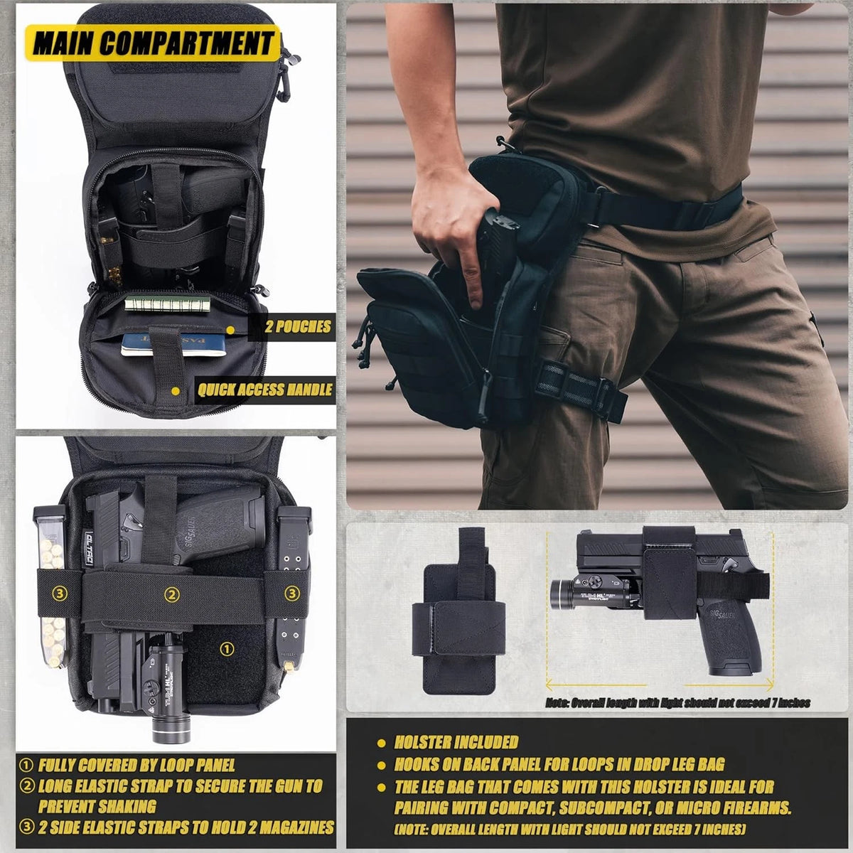 Tactical Drop Leg Bag Utility Pouch Molle Pack for Outdoor Motorcycle Black